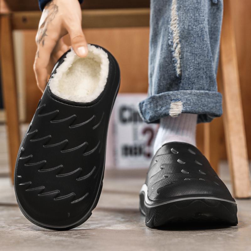 Winter Men's Warm Slippers Cotton Slippers Wrap Heels Outdoor Indoor Warm Shoes Men Home Bedroom Plush Warm Slippers 38-45