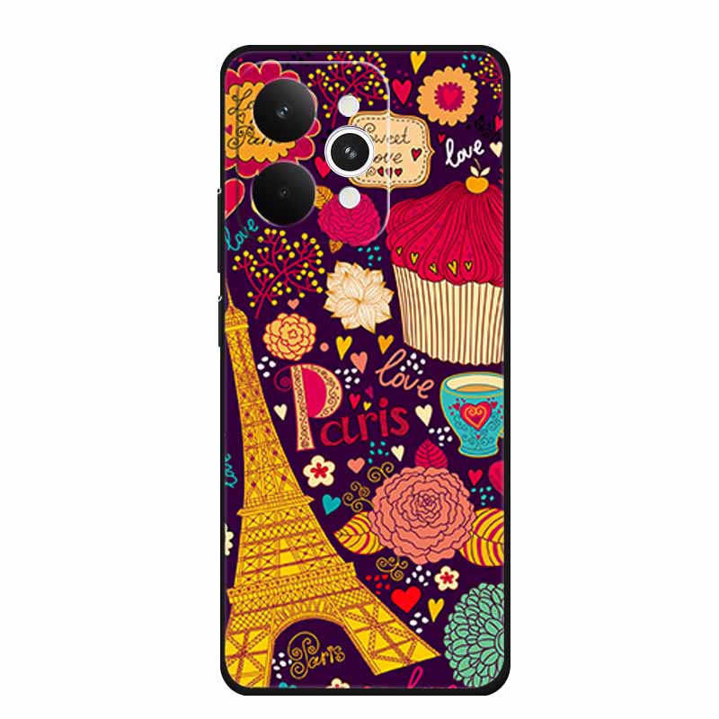 For Realme 15 15 Pro 5G Black Case 3D TPU Silicone Soft Back Cover For Realme C15 6.5" Funda Emboss Relief Flowers Bag Casing