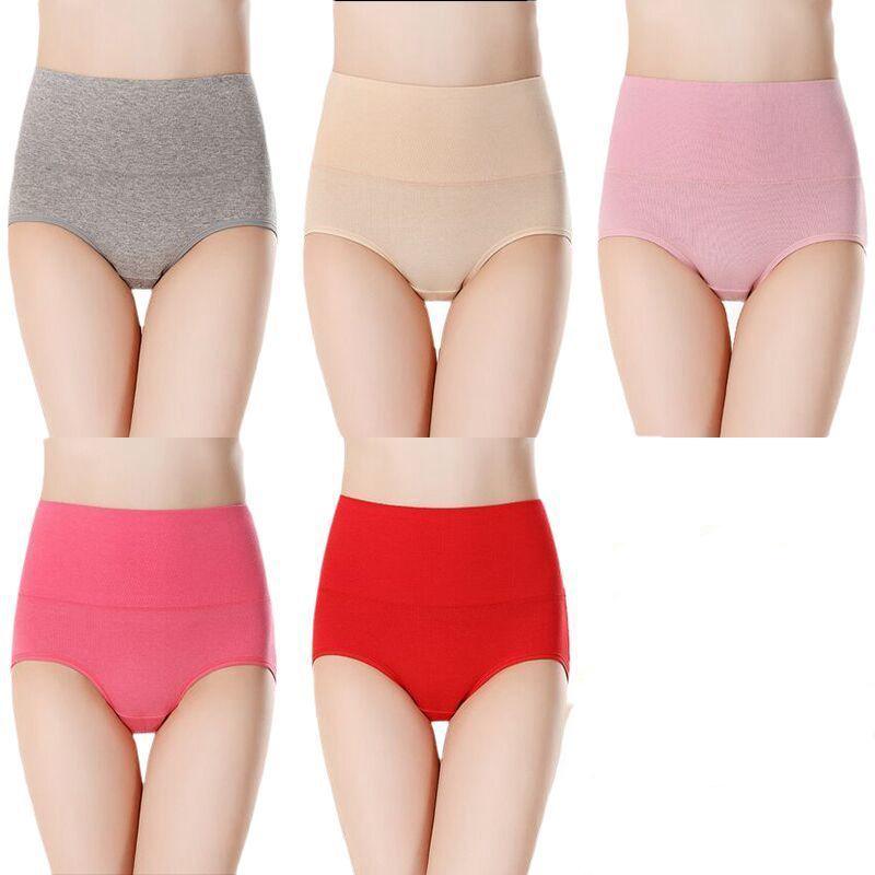 5PCS/Set Women's High Waist Cotton Panties Briefs Soft Breathable Comfy Underwear Plus Size M-XXXXL