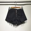 Damen-Shorts mit Quaste, lockeres All-Match, hohe Taille, Knopfleiste, zerrissene Shorts, Freizeitkleidung
