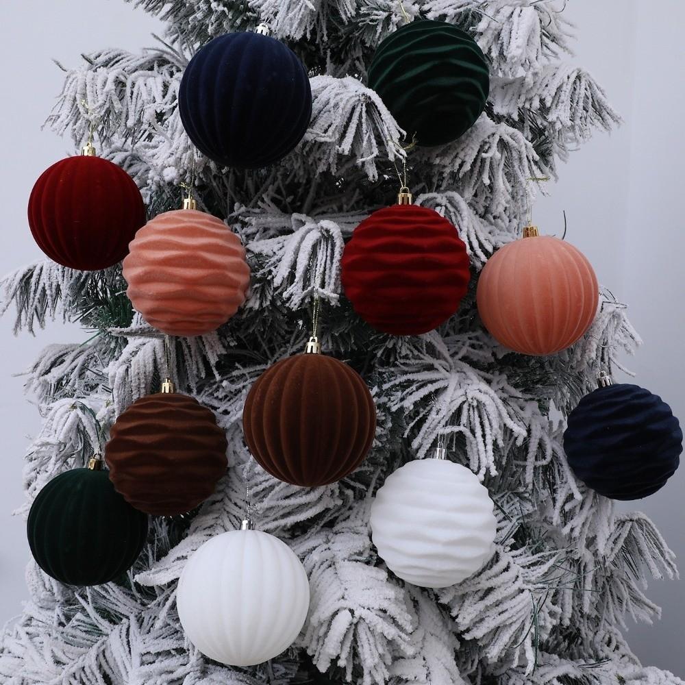 10cm Christmas Ball Pendant Flocked Xmas Tree Ornament New Xmas Tree Charm  Christmas