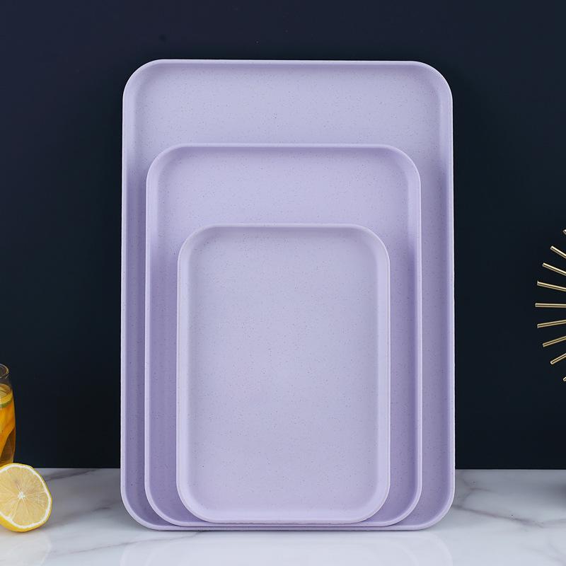 Wheat Straw Multifunctional Tray: Rectangular Tea Set, Fruit, or Puzzle Storage Solution