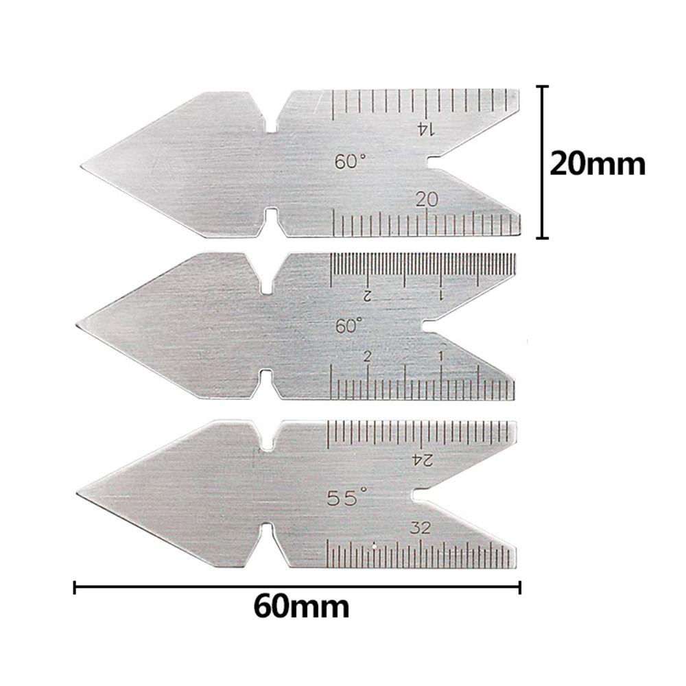 3pcs/ set Silver Screw Thread Measuring Tool 55°& 60° Lathe Cutting Tool  For Quick Comparison