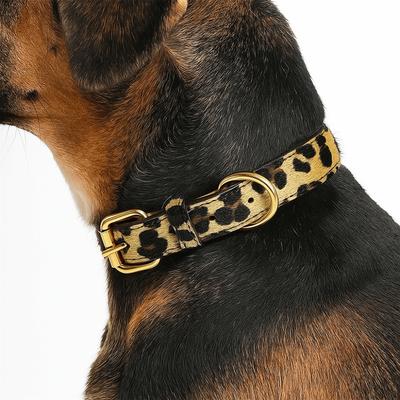 Leopard Print Dog Collar PU Leather Wear Resistant Adjustable Pet Collar Pet Walking Leopard Dog Collar Small Medium Dogs
