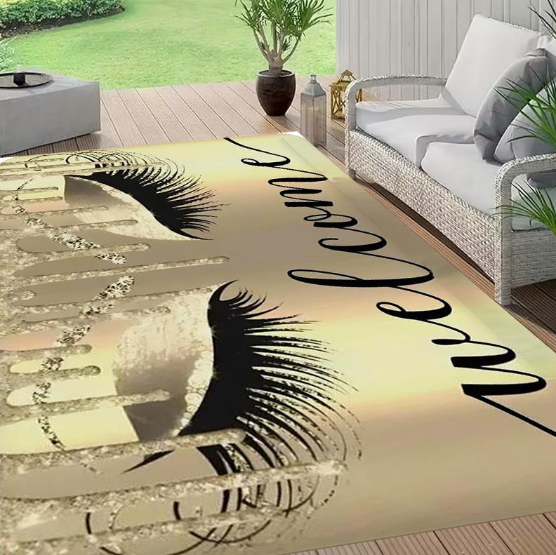Beautiful Eyelash Pattern Welcome Door Mat Spring and Theme Suitable for Kitchen, Bedroom, Balcony, Living Room Rectangular Mat