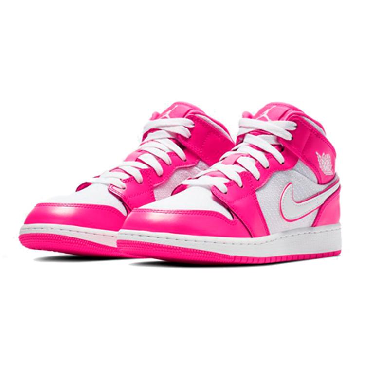 Jordan 1 Mid Hyper Pink Weiß GS 555112-611