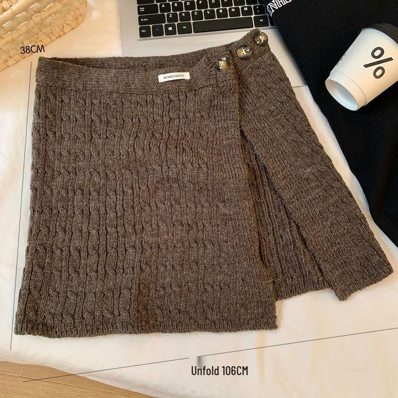 

Korean Style Knit Button Cover Skirt: Women s Warm Versatile Layering for Autumn/Winter 2025 One Size кофейный