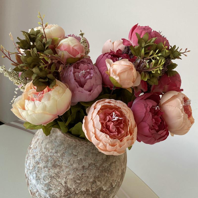 Mimaya 13head Peony Faux Flower Bouquet Wedding Decor For Home And Photography