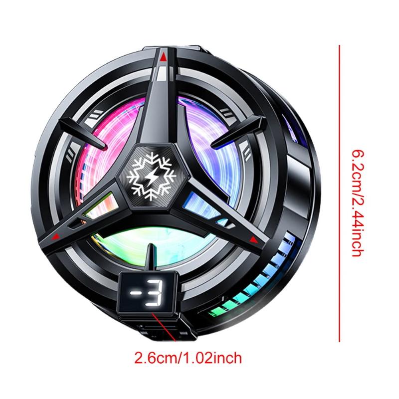 Semiconductor Phone Cooler 5V3A Powerful Cooling Magnetic & Clip 2-In-1 Digital Display For Gaming Live Broadcast