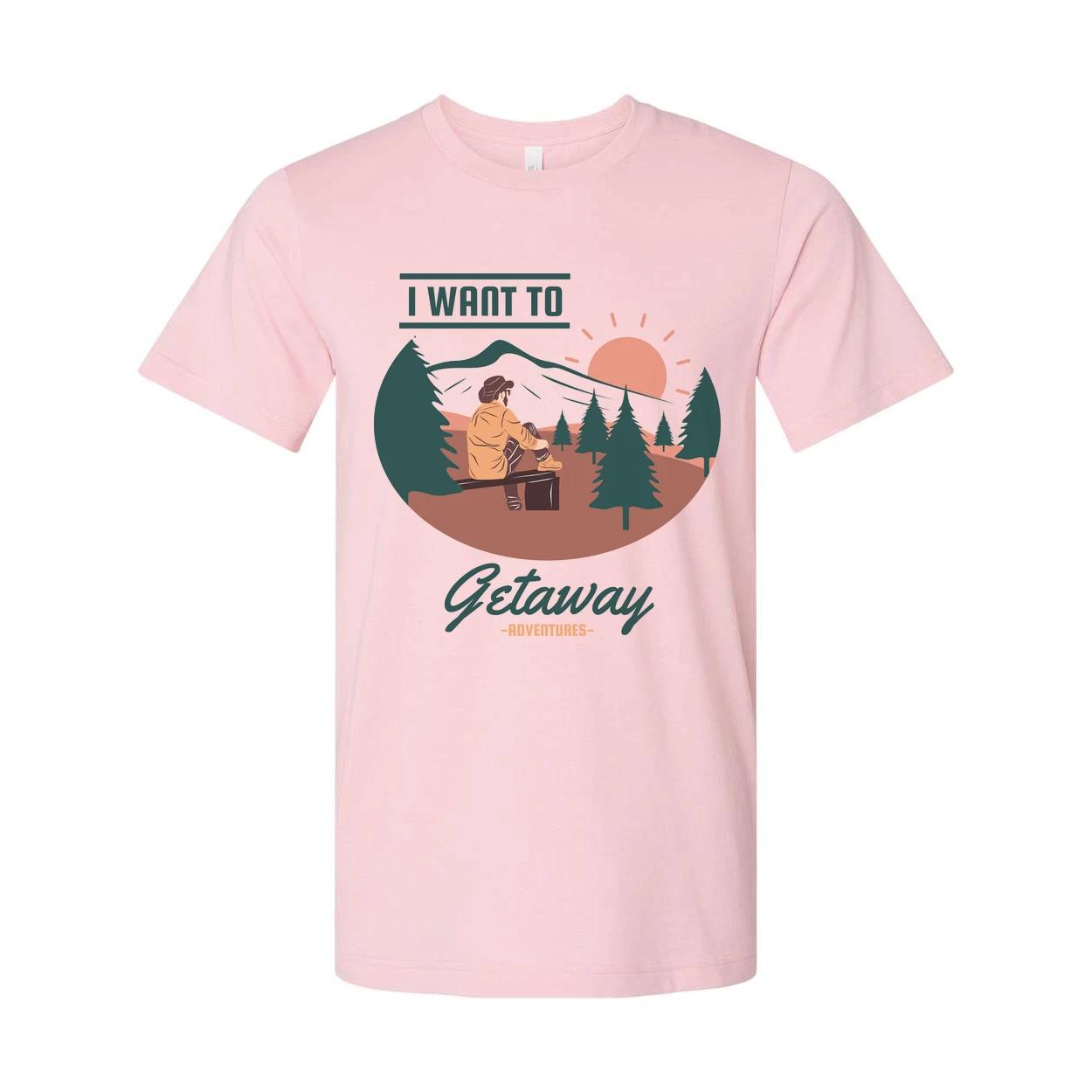 

Unisex Outdoor Getaway Graphic T Shirt With Mountain Sunrise Scene For Hiking Ca L