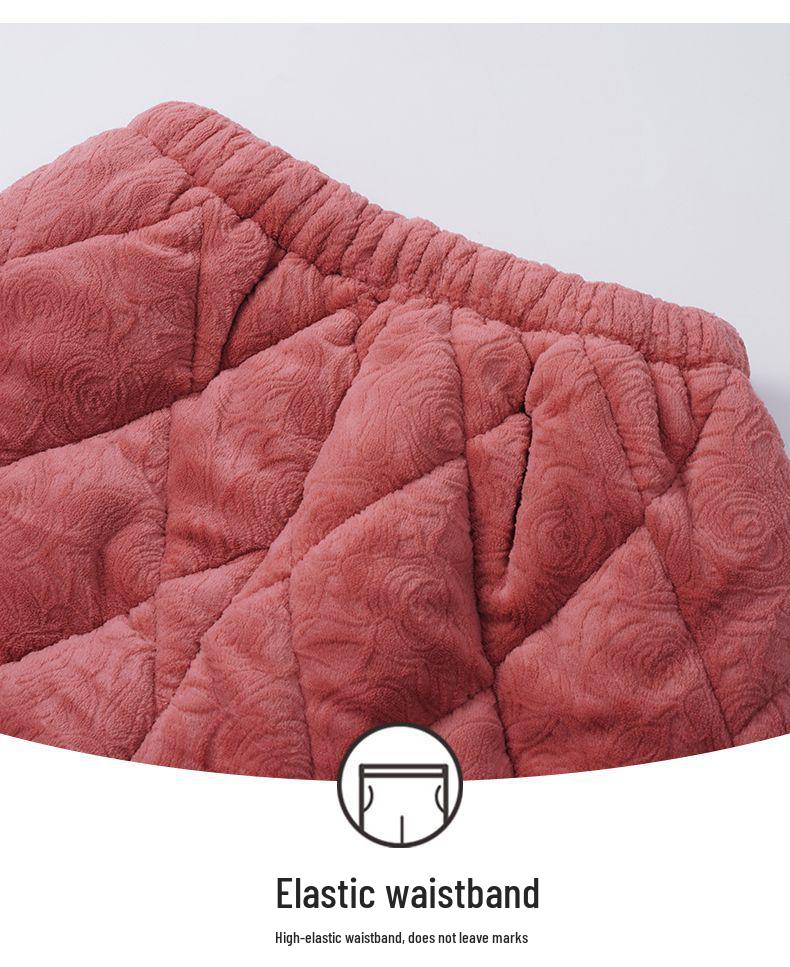Damen Winter Korallfleece Gesteppter Pyjama - Dickes Flanell Warmes Hausanzug-Set für Mittelalte und Ältere Mütter