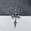 Retro Gothic Cross Pendant Necklace - Unisex Ethnic Pattern Sweater Chain