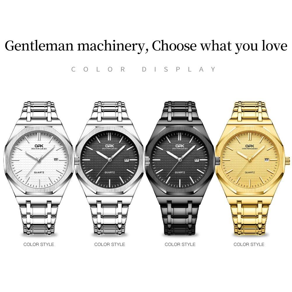 OPK Luxury Fashion Men's Quartz Watch Octagonal Waterproof Night Light Business Men's Calendar Watch