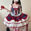 Japanischer Stil Süßes Lolita JSK Kleid Damen Kawaii Spitze Rüschen Schleife Bandage Schlank Prinzessinnenkleid Mädchen Y2k Teeparty Minikleid
