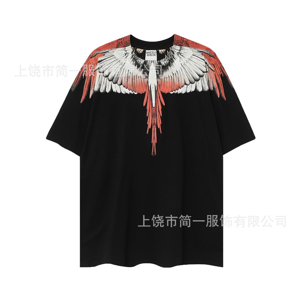 Summer Men's and Women's Same Fashion Trend T-shirt Personalized Trend Wing Printing Comfortable and Simple
