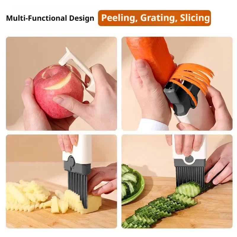 3-in-1 Multifunctional Vegetable Peeler Fruit Peeler Julienne Crinkle Cutter for Potato Carrot No-Exposed Wavy Slicer for Potato7