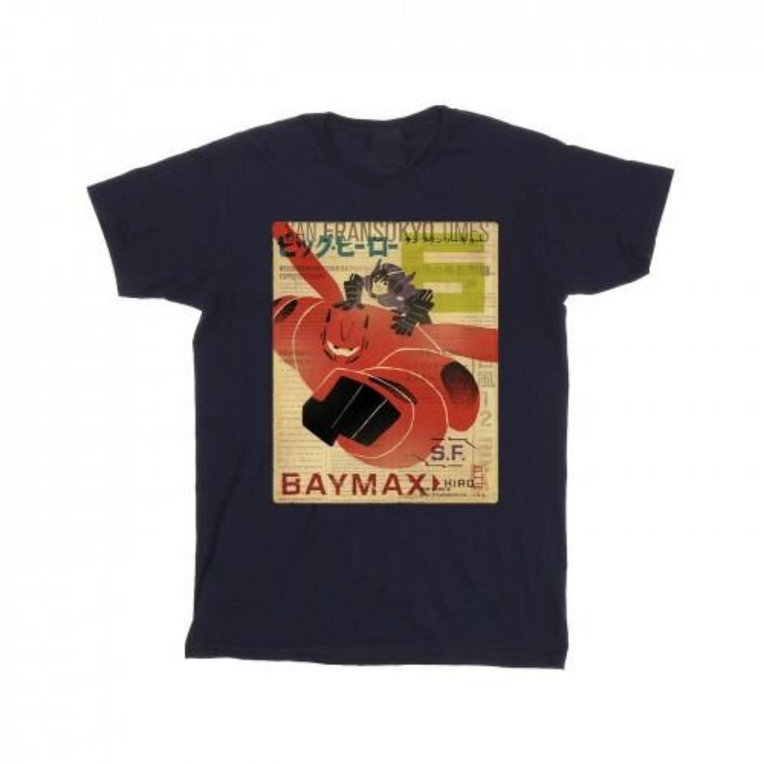 Disney Mens Big Hero 6 Baymax Flying Baymax Newspaper T-Shirt S