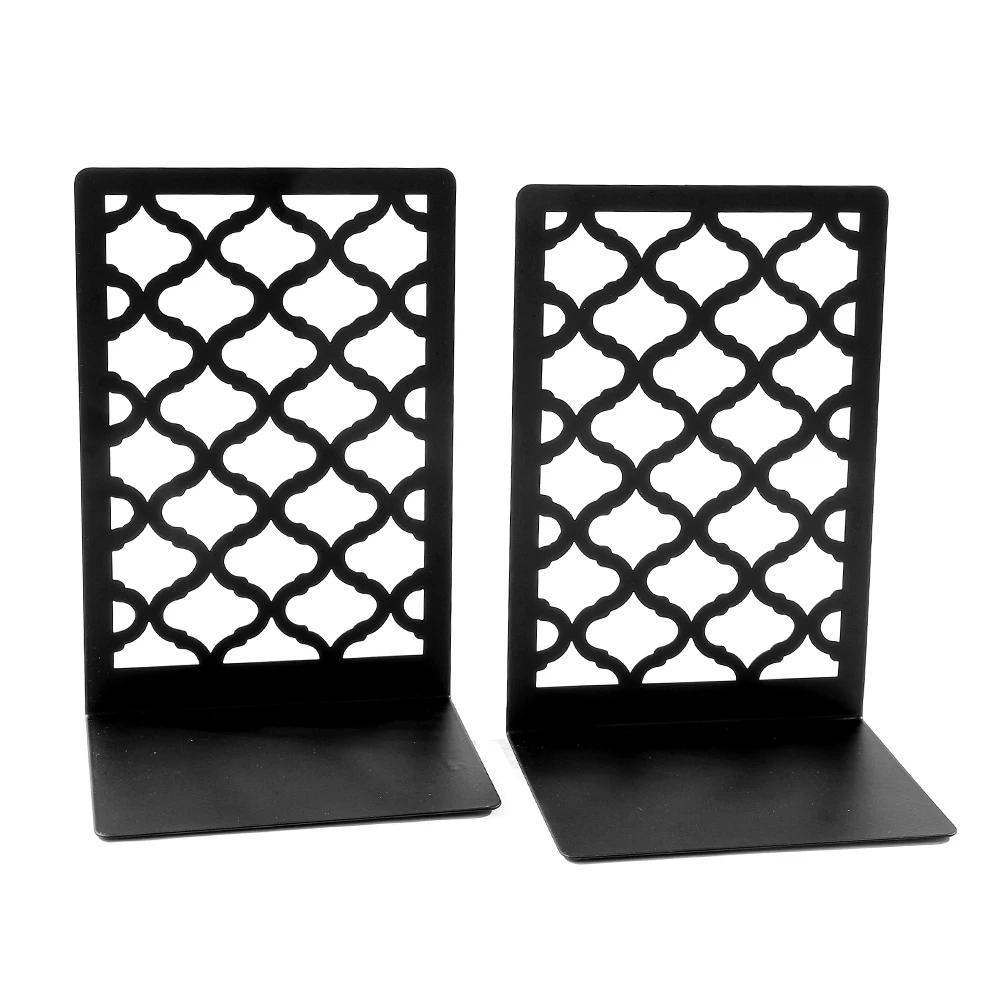 Honeycomb Mesh Black Bookends - High Quality L-Shaped Bookends, Home Office Storage Decorative Gift for Bookworms