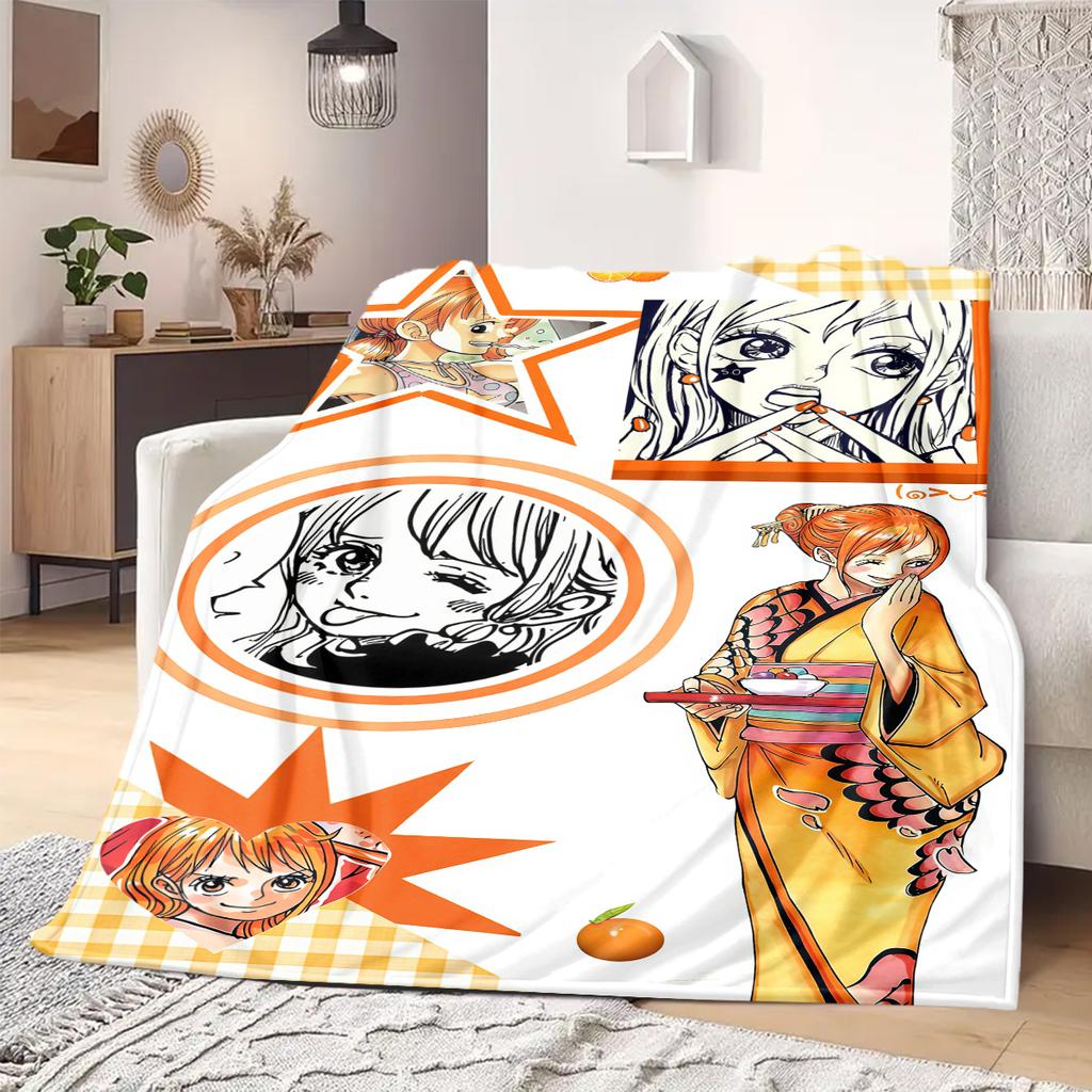 Nami Print Blanket Warm Comfortable Flannel Blanket Suitable for Bedrooms,Sofas, Beds,Chairs,Travel -QIAO58