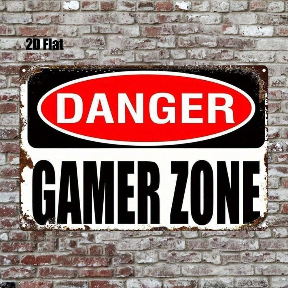 Gaming Zone Metal Wall Art Retro Arcade Sign Decor