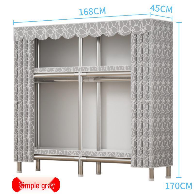 Durable Steel-Framed Wardrobe with Reinforced Fabric for Bedroom Storage, Assembly Required
