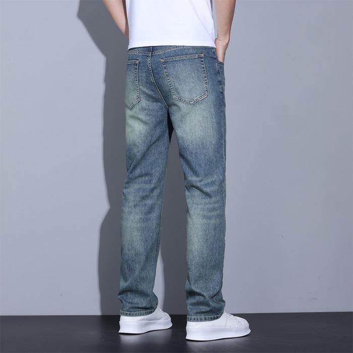 New Summer Jeans Men Straight Slim Washable Old Retro Pants Men