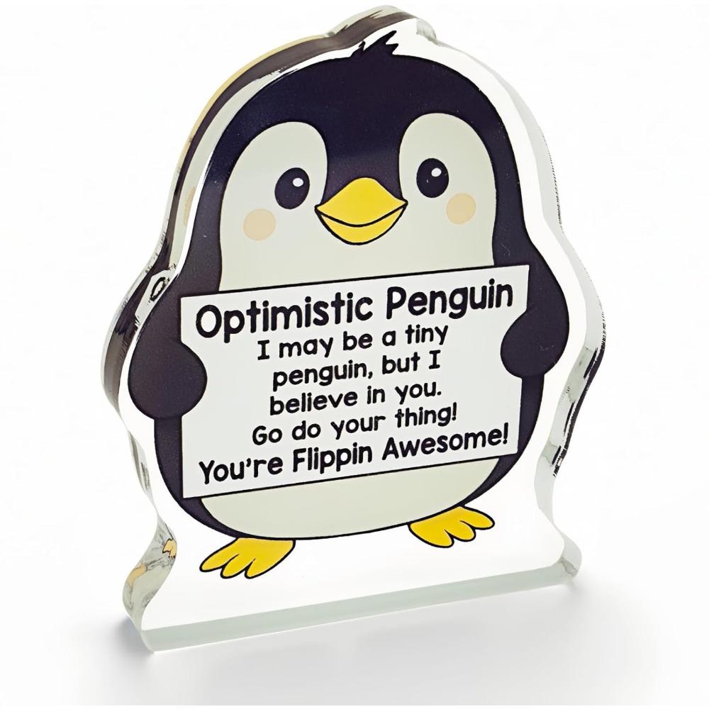 

2D Flat Acrylic Optimistic Penguin Decoration, Indoor and Outdoor Decoration - No Battery/electricity Required, Free Day Decoration, 8*7cm