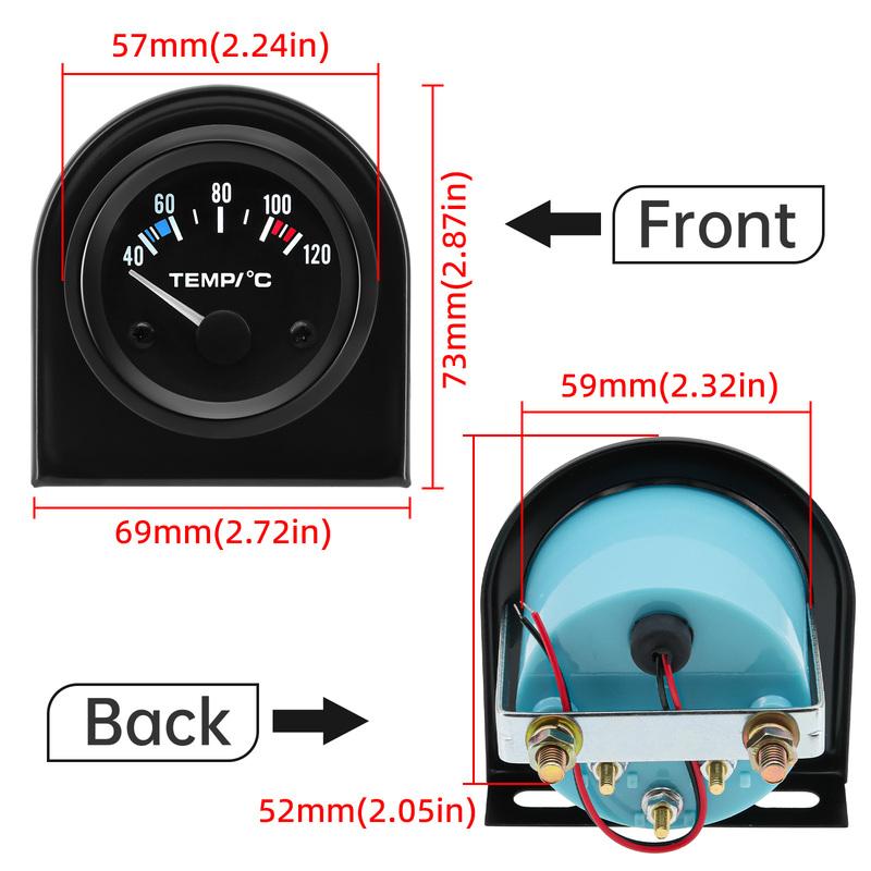 52mm Digital Car Water Temp Temperature Gauge with 1/8NPT Sensor + Water Temp 26mm-40mm Adapter Water Tank Level Indicator
