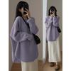 Split sweater gently knitted women's autumn and winter new lazy wind top soft waxy warm knitted sweater