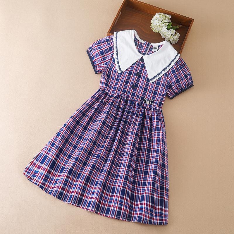 

Детские клетчатые платья 2024 года, новые летние повседневные платья с коротким рукавом для девочек, повседневные платья, детская одежда 120 разноцветный