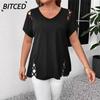 Women's Fashion Casual Solid Color Print O-Neck Short Sleeve Blouses & Shirts