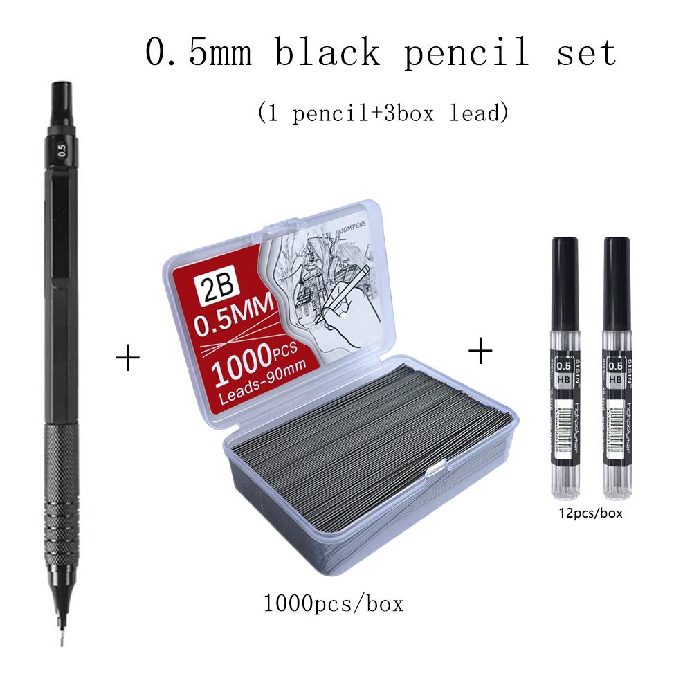 Metal Mechanical Pencil Low Center of Gravity Retractable Nib Automatic Pencil Painting Writing Office School Stationery