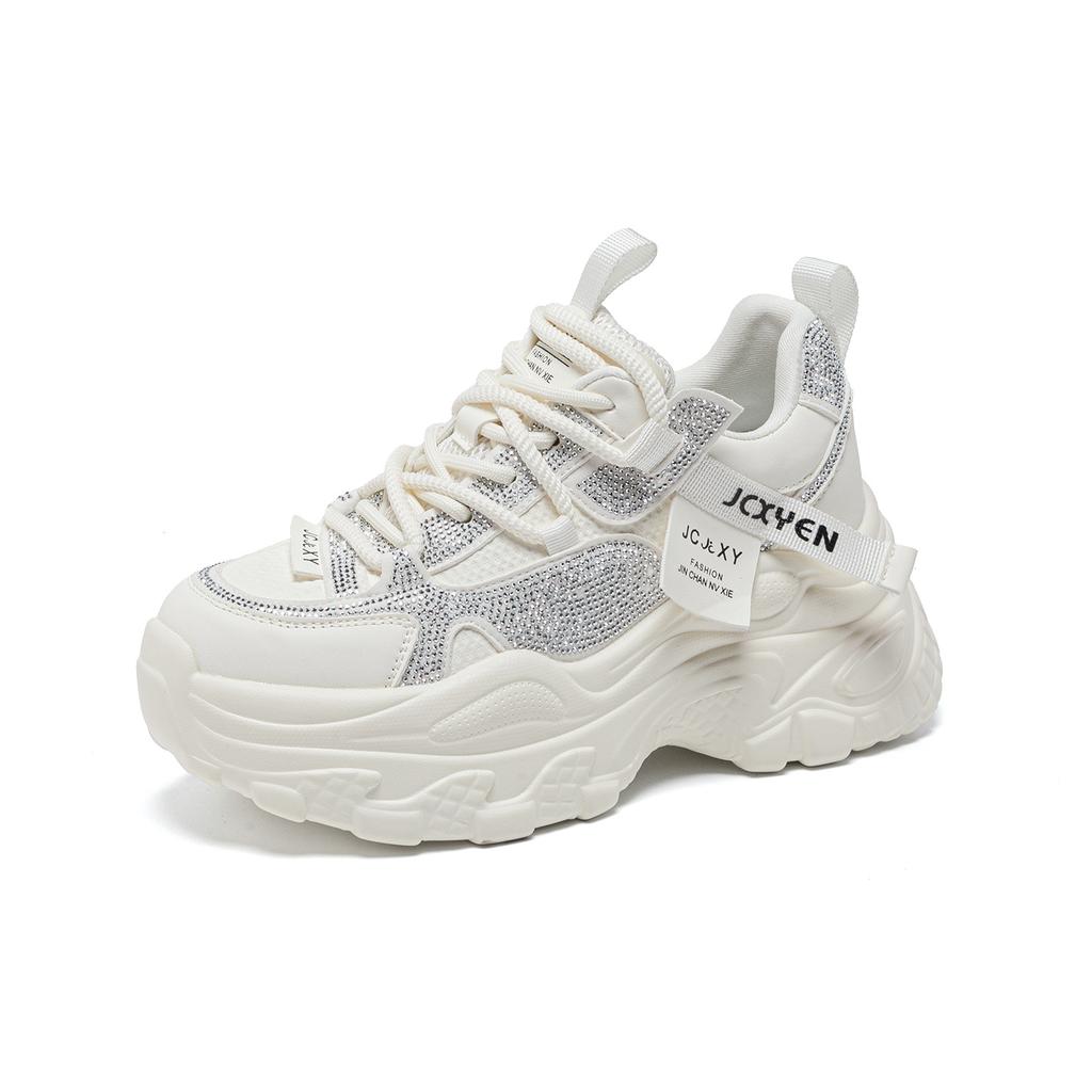 At the beginning of the spring, the new super-fire thick-soled inner height-increasing women's shoes casual sports shoes rhinestone shoes dad shoes