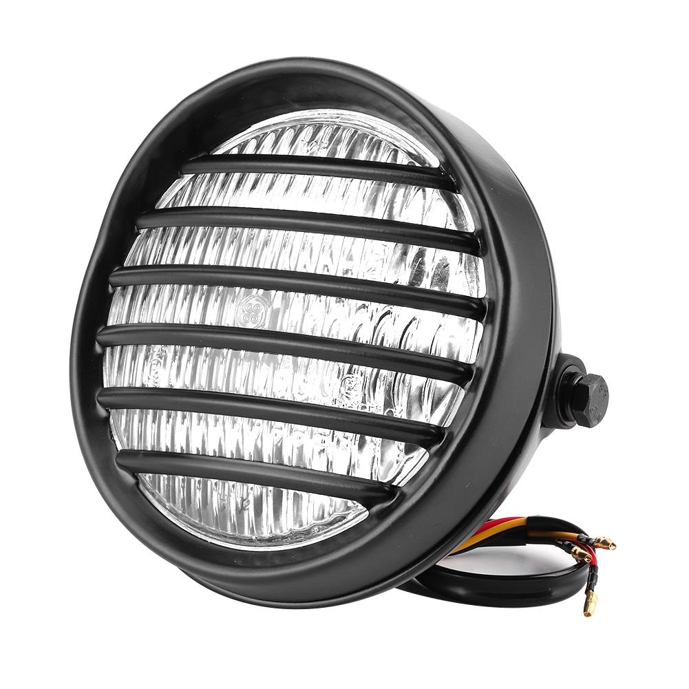 

6-дюймовая круглая фара для мотоцикла, решетка, крышка линзы, галогенная лампа 35 Вт, универсальная мотоциклетная фара, желтая