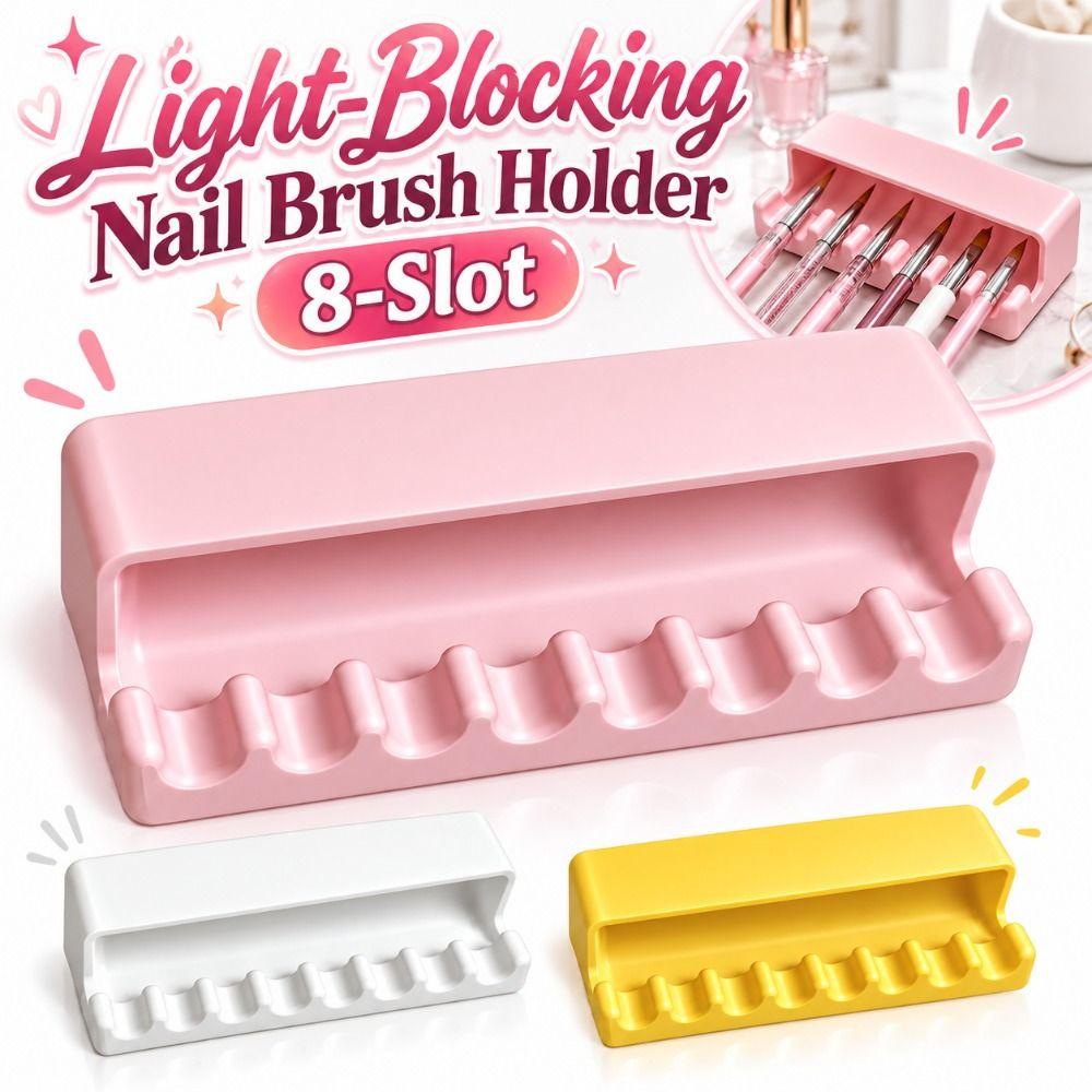 Plastic Nail Brush Stand 8-Slot Manicure Brush Organizer Nail Brush Holder Nail Technician