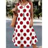 Saldi Estivi Abito Senza Maniche a Pois Moda Elegante da Donna Mini Abito Stampato Casual Scollo Rotondo Ampio Abbigliamento da Donna