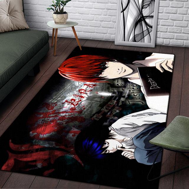 Alfombra de Anime Death Note para sala de estar, decoraciones de lujo para el hogar, dormitorio, mesita de noche, sala de juegos, alfombras grandes, alfombra antideslizante