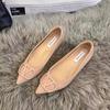 Nude pointed buckle flats women's new summer sexy patent leather celebrity temperament single shoes