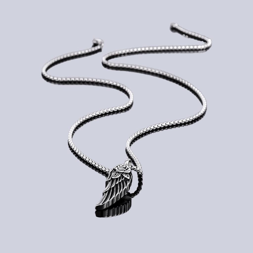Men's Stainless Steel Angel Wing Perfume Bottle Necklace - Fashion Trend Jewelry