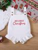 Children's Christmas Embroidered Suspender Romper