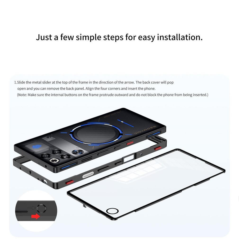 Red Magic 11 Pro+ Snap-on Metal Case with Gaming Shoulder Button Protection