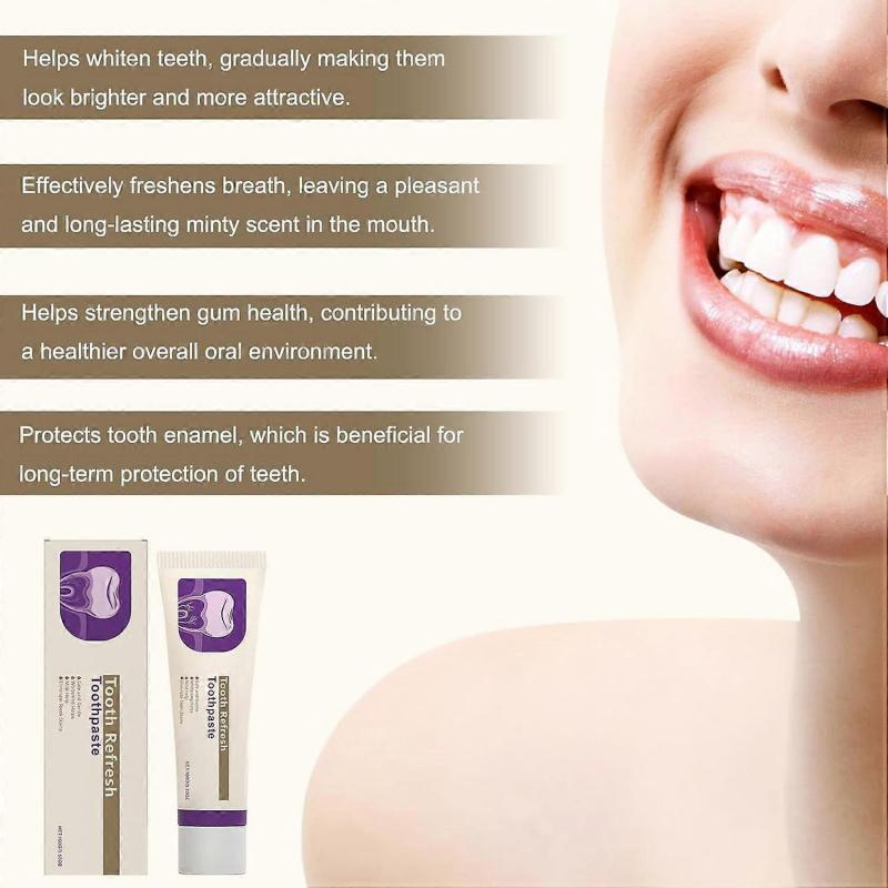 Tooth Refresh Toothpaste, Fresh Breath Whitening Toothpaste, Natural Oral Care & Enamel Repair, Helps Remove Coffee, Tea & Wine Stains, Fresh Minty Ge