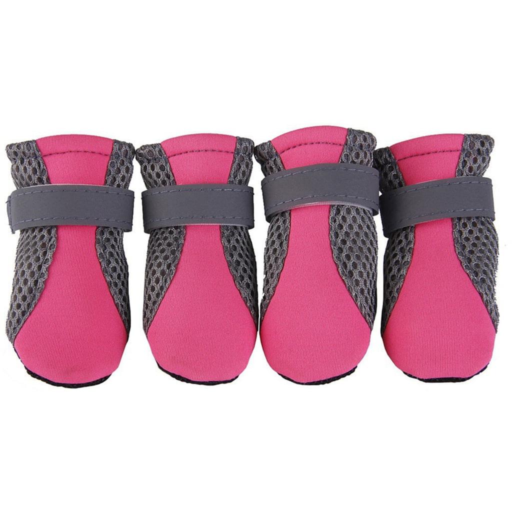 4 Piece Set Of Pet Dog Shoes With Non Soft Sole Breathable Mesh And Adjustable Strap Boots