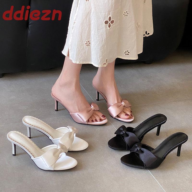 Mode Mode Schleife Elegant Damen Dünne Absätze Pumps Schuhe Luxus Damen Slipper Schuhe Runde Zehenpartie Damen High Heels Schuhe