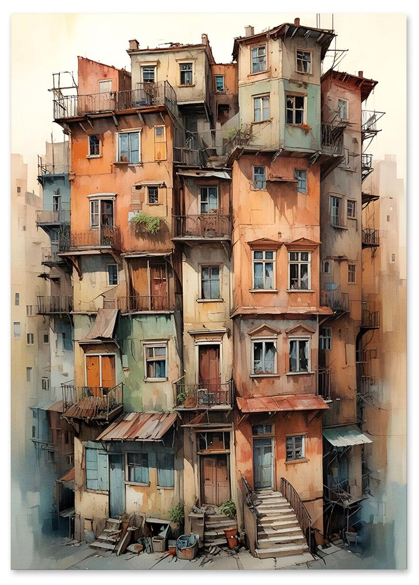 

Plakat ilustracja budynek kamienica 30x40 cm