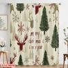 2ks, 2D plošný tisk Závěsy Vánoční stromky Sněhové vločky Sob Polyester Snadná instalace (bez tyče) Všechna roční období Ideální pro