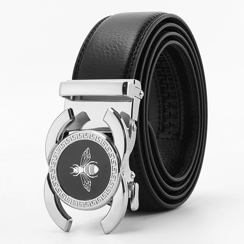 Men's Imitation Cowhide Open Edge Microfiber Cowhide Automatic Buckle Belt