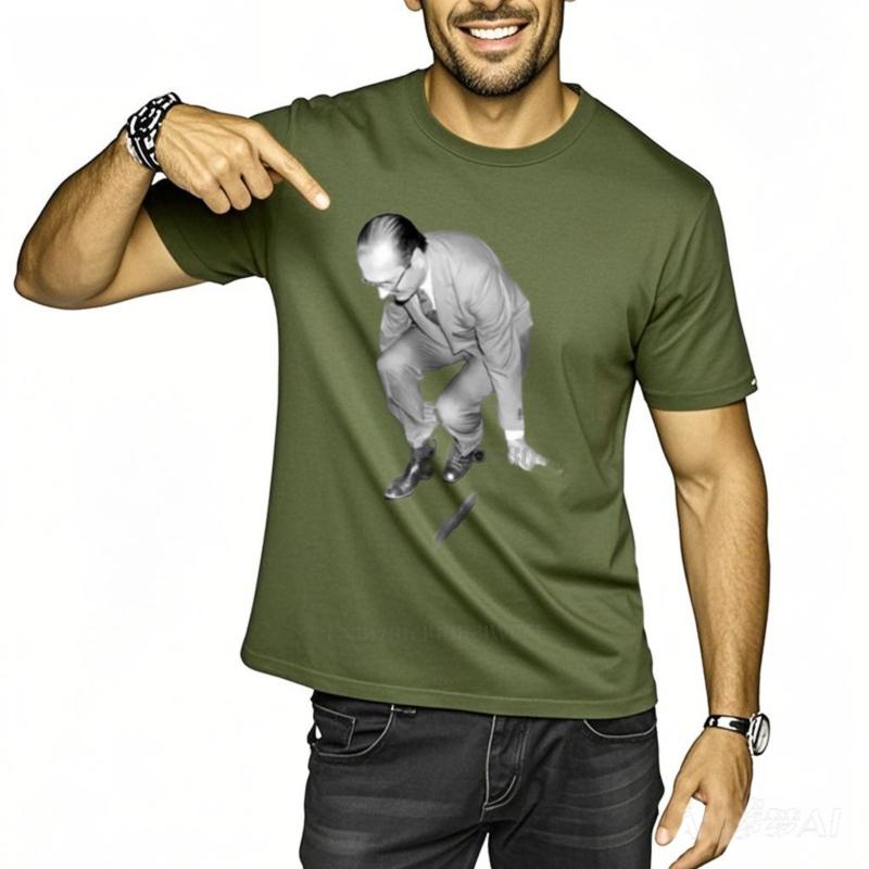 Jacques Chirac Yo Rap Hip Hop Paris Metro T-Shirt Men's Harajuku Retro Tee Cotton Casual Summer Graphic