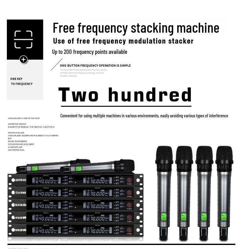 Wireless Professional Microphone Set with Anti-Howling for Karaoke, Meetings, and Performances