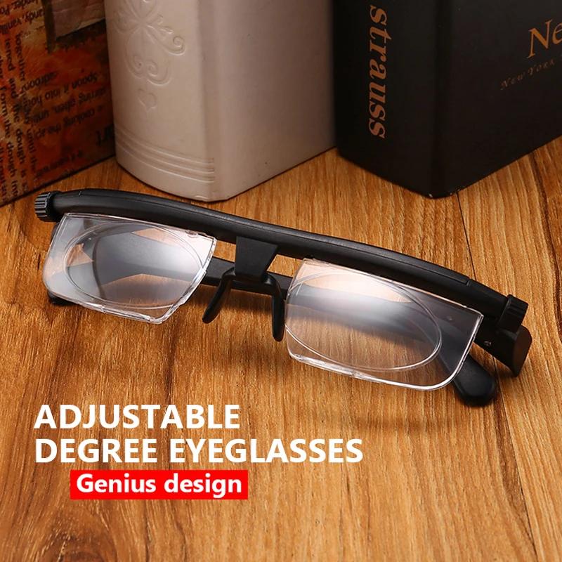 Double Vision Adjustable Reading Glasses Universal Focal Length Correction Myopia Presbyopia Eyewear -6D To +3D